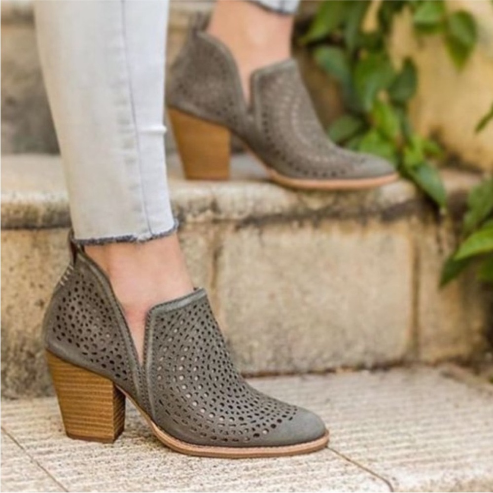 Jeffrey Campbell Rosalee Suede Laser Cutout Ankle Boots